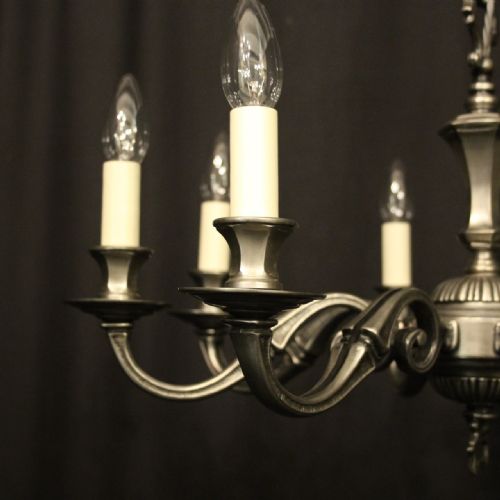 FRENCH SILVER PLATED 8 LIGHT CHANDELIER - ADDITIONAL PHOTO 7