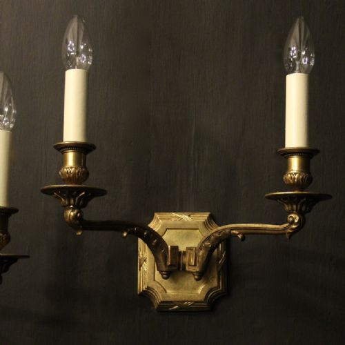 ENGLISH GILDED BRONZE ANTIQUE WALL LIGHTS - ADDITIONAL PHOTO 9