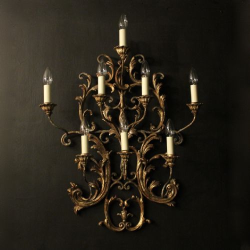 italian large single polychrome antique wall light - CATEGORY: ANTIQUE LIGHTING - DATED 1920