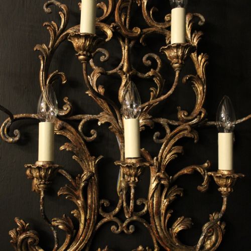 ITALIAN LARGE SINGLE POLYCHROME ANTIQUE WALL LIGHT - ADDITIONAL PHOTO 3
