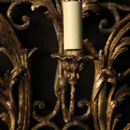 ITALIAN LARGE SINGLE POLYCHROME ANTIQUE WALL LIGHT - ADDITIONAL PHOTO 4