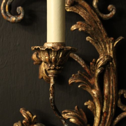 ITALIAN LARGE SINGLE POLYCHROME ANTIQUE WALL LIGHT - ADDITIONAL PHOTO 6