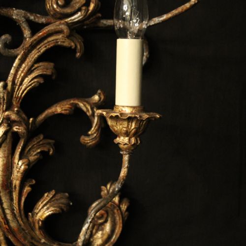 ITALIAN LARGE SINGLE POLYCHROME ANTIQUE WALL LIGHT - ADDITIONAL PHOTO 7