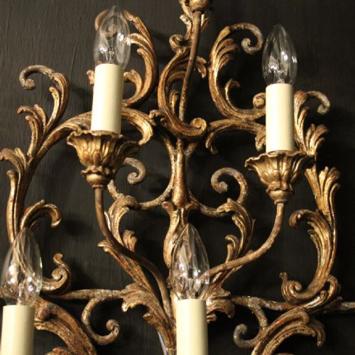 ITALIAN LARGE SINGLE POLYCHROME ANTIQUE WALL LIGHT - ADDITIONAL PHOTO 8