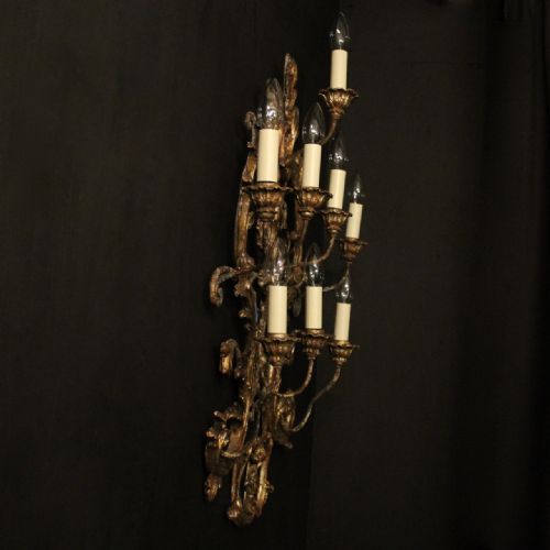 ITALIAN LARGE SINGLE POLYCHROME ANTIQUE WALL LIGHT - ADDITIONAL PHOTO 9