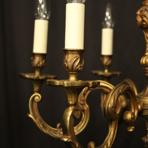 FRENCH GILDED BRONZE 6 LIGHT ANTIQUE CHANDELIER - ADDITIONAL PHOTO 2