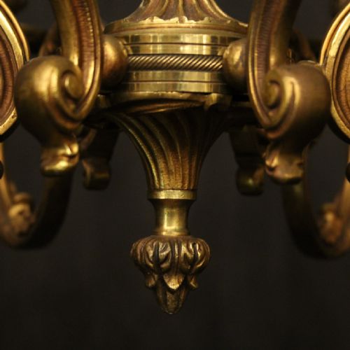 FRENCH GILDED BRONZE 6 LIGHT ANTIQUE CHANDELIER - ADDITIONAL PHOTO 7