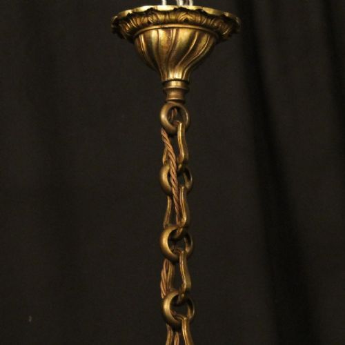 FRENCH GILDED BRONZE 6 LIGHT ANTIQUE CHANDELIER - ADDITIONAL PHOTO 8