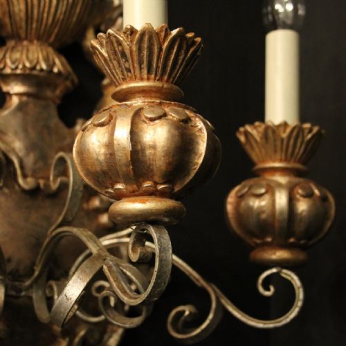 FLORENTINE SET OF 4 TRIPLE ARM GILTWOOD WALL LIGHTS - ADDITIONAL PHOTO 6