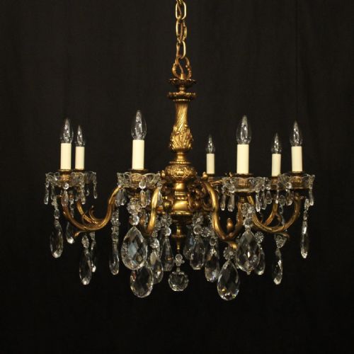 french gilded bronze 8 light antique chandelier - CATEGORY: ANTIQUE LIGHTING - DATED 1910