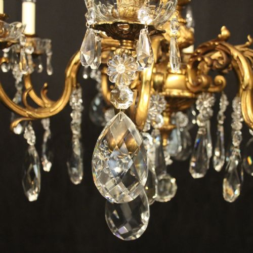 FRENCH GILDED BRONZE 8 LIGHT ANTIQUE CHANDELIER - ADDITIONAL PHOTO 4