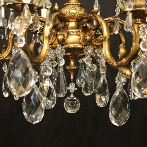 FRENCH GILDED BRONZE 8 LIGHT ANTIQUE CHANDELIER - ADDITIONAL PHOTO 5