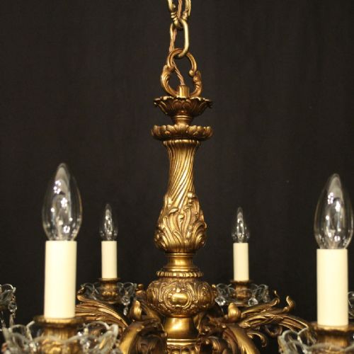 FRENCH GILDED BRONZE 8 LIGHT ANTIQUE CHANDELIER - ADDITIONAL PHOTO 7