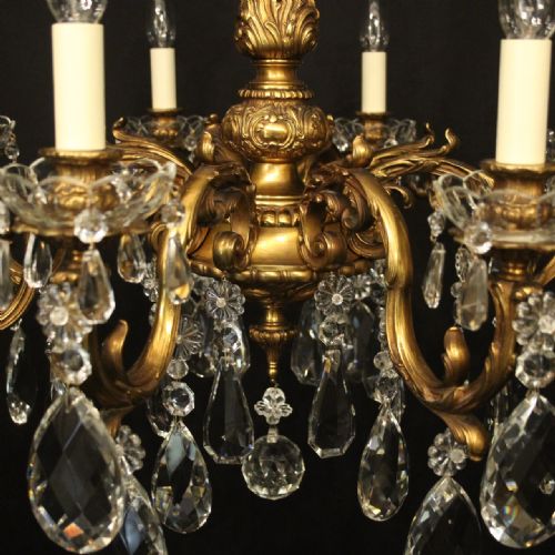 FRENCH GILDED BRONZE 8 LIGHT ANTIQUE CHANDELIER - ADDITIONAL PHOTO 8