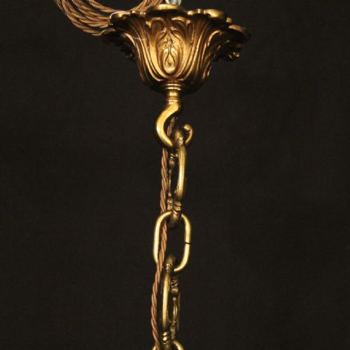 FRENCH GILDED BRONZE 8 LIGHT ANTIQUE CHANDELIER - ADDITIONAL PHOTO 9