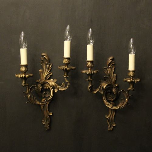 french pair of bronze antique wall lights - CATEGORY: ANTIQUE LIGHTING - DATED 1920