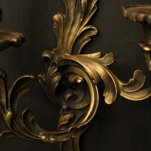 FRENCH PAIR OF BRONZE ANTIQUE WALL LIGHTS - ADDITIONAL PHOTO 4