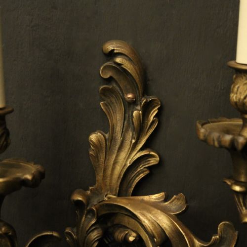 FRENCH PAIR OF BRONZE ANTIQUE WALL LIGHTS - ADDITIONAL PHOTO 6