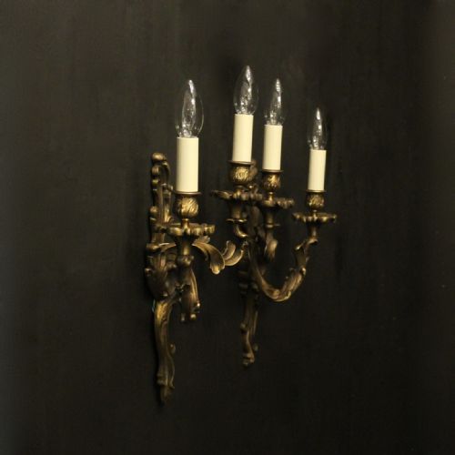 FRENCH PAIR OF BRONZE ANTIQUE WALL LIGHTS - ADDITIONAL PHOTO 9