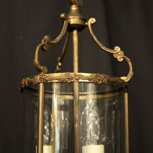 FRENCH GILDED BRASS TRIPLE LIGHT ANTIQUE LANTERN - ADDITIONAL PHOTO 2