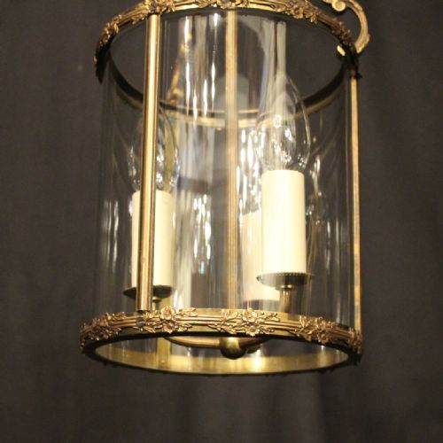 FRENCH GILDED BRASS TRIPLE LIGHT ANTIQUE LANTERN - ADDITIONAL PHOTO 5