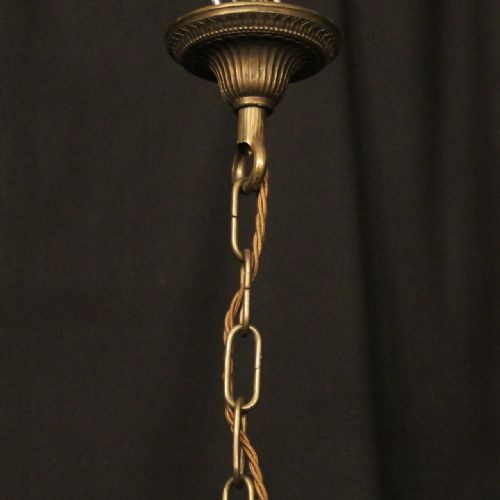 FRENCH GILDED BRASS TRIPLE LIGHT ANTIQUE LANTERN - ADDITIONAL PHOTO 8