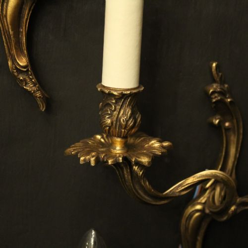 FRENCH SET OF 5 TWIN ARM ANTIQUE WALL LIGHTS - ADDITIONAL PHOTO 4