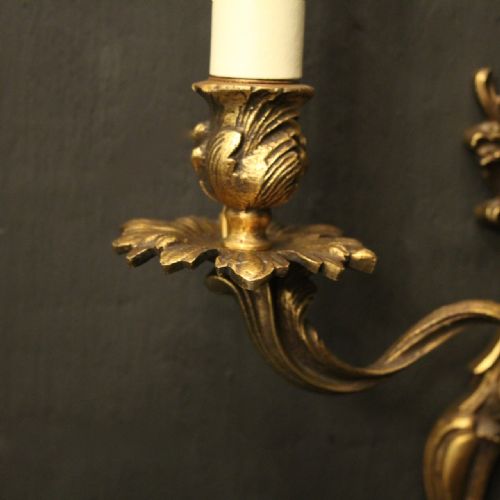 FRENCH SET OF 5 TWIN ARM ANTIQUE WALL LIGHTS - ADDITIONAL PHOTO 5