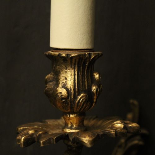FRENCH SET OF 5 TWIN ARM ANTIQUE WALL LIGHTS - ADDITIONAL PHOTO 7