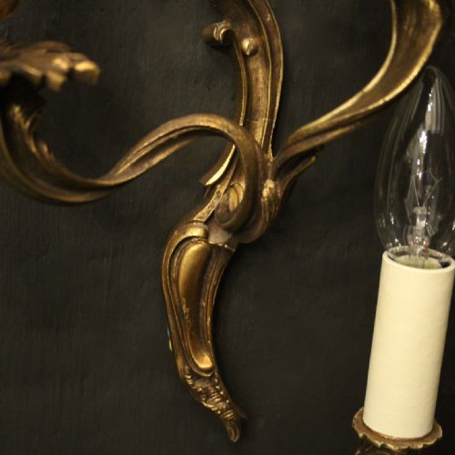 FRENCH SET OF 5 TWIN ARM ANTIQUE WALL LIGHTS - ADDITIONAL PHOTO 8