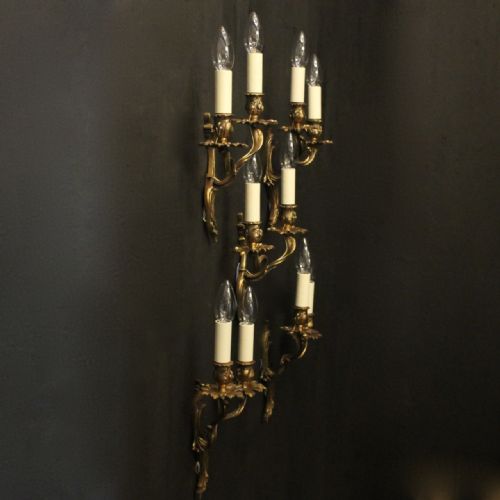 FRENCH SET OF 5 TWIN ARM ANTIQUE WALL LIGHTS - ADDITIONAL PHOTO 9