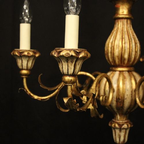 FRENCH 6 LIGHT GILDED POLYCHROME CHANDELIER - ADDITIONAL PHOTO 3