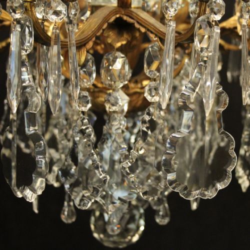 FRENCH GILDED BRONZE CRYSTAL 11 LIGHT ANTIQUE CHANDELIER - ADDITIONAL PHOTO 8