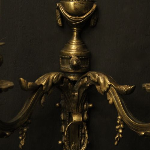 FRENCH PAIR OF BRONZE ANTIQUE WALL SCONCES - ADDITIONAL PHOTO 4