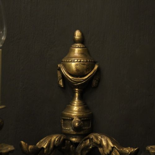 FRENCH PAIR OF BRONZE ANTIQUE WALL SCONCES - ADDITIONAL PHOTO 6