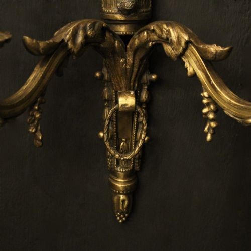 FRENCH PAIR OF BRONZE ANTIQUE WALL SCONCES - ADDITIONAL PHOTO 8