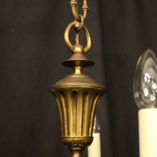 FRENCH GILDED BRASS 5 LIGHT ANTIQUE CHANDELIER - ADDITIONAL PHOTO 7