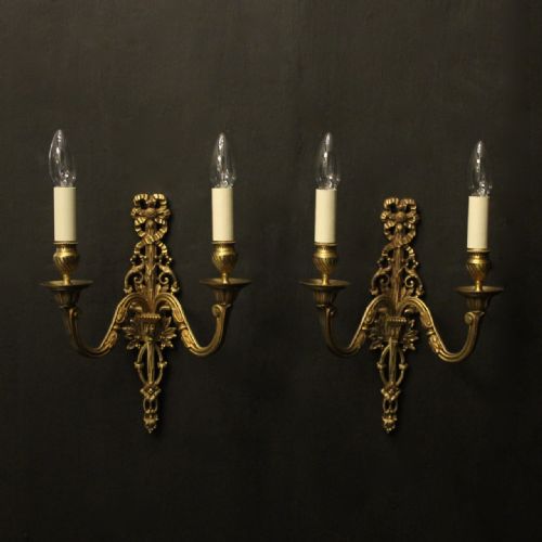 french pair of gilded antique wall lights - CATEGORY: ANTIQUE LIGHTING - DATED 1920