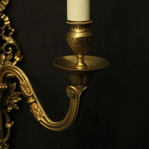 FRENCH PAIR OF GILDED ANTIQUE WALL LIGHTS - ADDITIONAL PHOTO 2