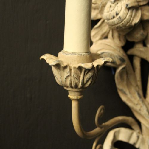 FRENCH PAIR OF TWIN ARM POLYCHROME WALL LIGHTS - ADDITIONAL PHOTO 8