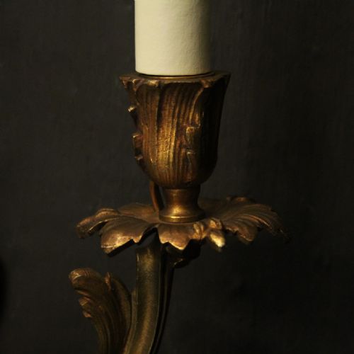 FRENCH PAIR OF BRONZE ANTIQUE WALL SCONCES - ADDITIONAL PHOTO 5