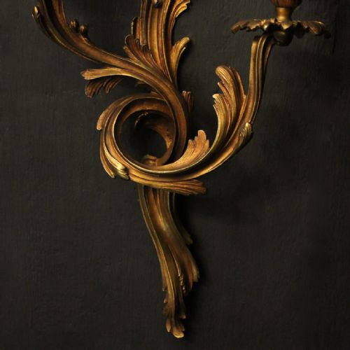 FRENCH PAIR OF BRONZE ANTIQUE WALL SCONCES - ADDITIONAL PHOTO 8