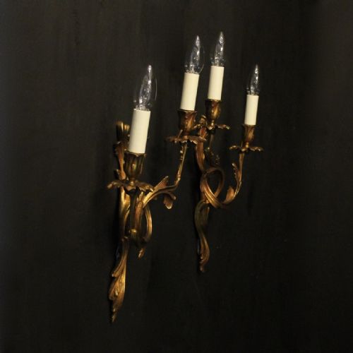 FRENCH PAIR OF BRONZE ANTIQUE WALL SCONCES - ADDITIONAL PHOTO 9