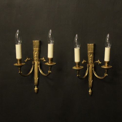 french pair of gilded empire antique wall lights - CATEGORY: ANTIQUE LIGHTING - DATED 1920