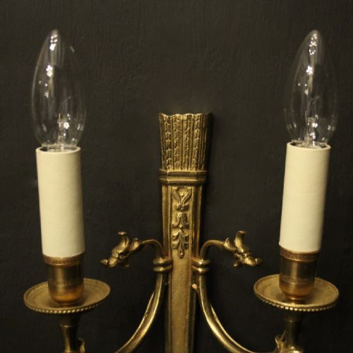 FRENCH PAIR OF GILDED EMPIRE ANTIQUE WALL LIGHTS - ADDITIONAL PHOTO 2