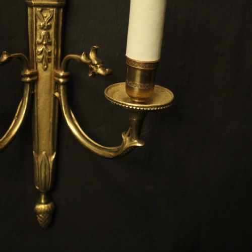 FRENCH PAIR OF GILDED EMPIRE ANTIQUE WALL LIGHTS - ADDITIONAL PHOTO 5