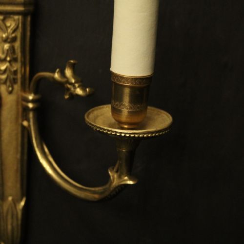 FRENCH PAIR OF GILDED EMPIRE ANTIQUE WALL LIGHTS - ADDITIONAL PHOTO 6
