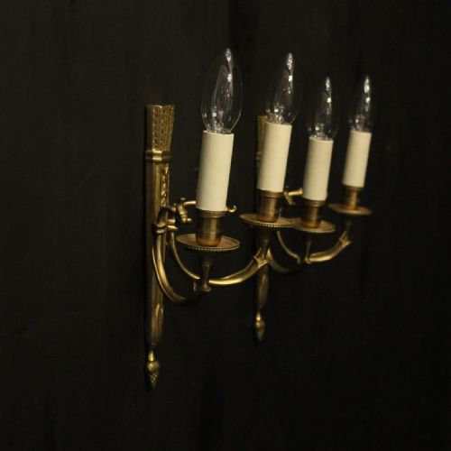 FRENCH PAIR OF GILDED EMPIRE ANTIQUE WALL LIGHTS - ADDITIONAL PHOTO 9