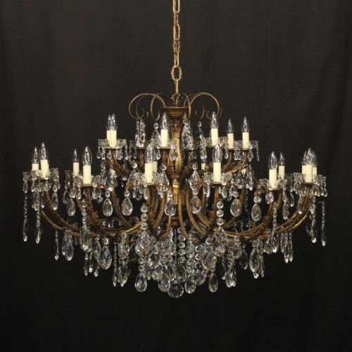 italian gilded 24 light antique chandelier - CATEGORY: ANTIQUE LIGHTING - DATED 1920