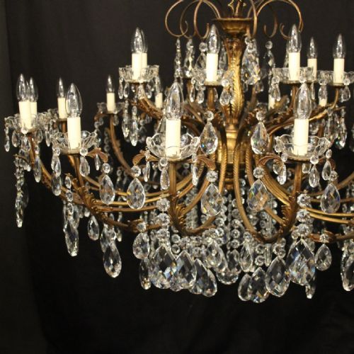 ITALIAN GILDED 24 LIGHT ANTIQUE CHANDELIER - ADDITIONAL PHOTO 1
